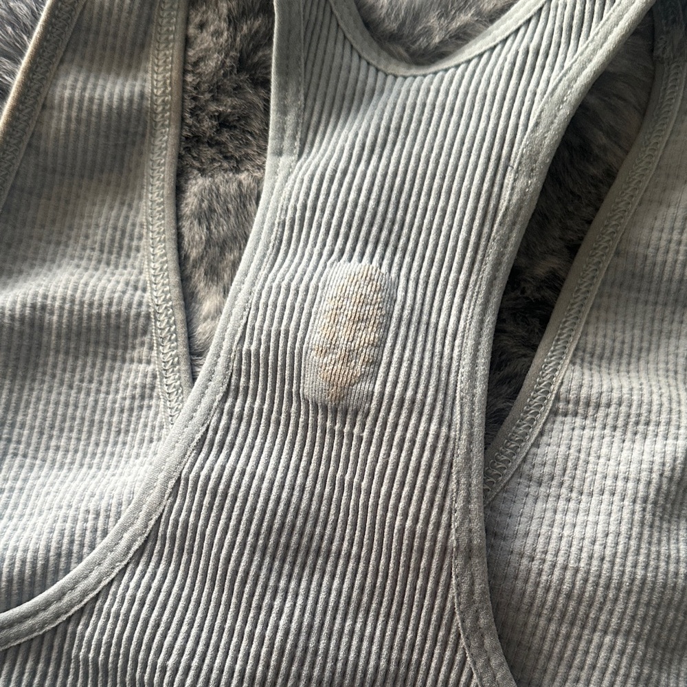 FP Movement by Free People Ribbed V-Neck Racerback Bralette - Light Gray - Picture 3 of 4